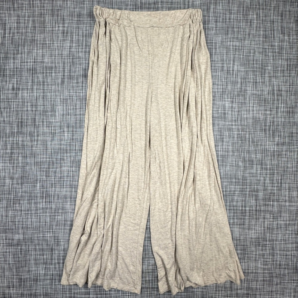 Free People FP Beach Womens Medium Wide Leg Palazzo Pants Beige Knit Made in USA